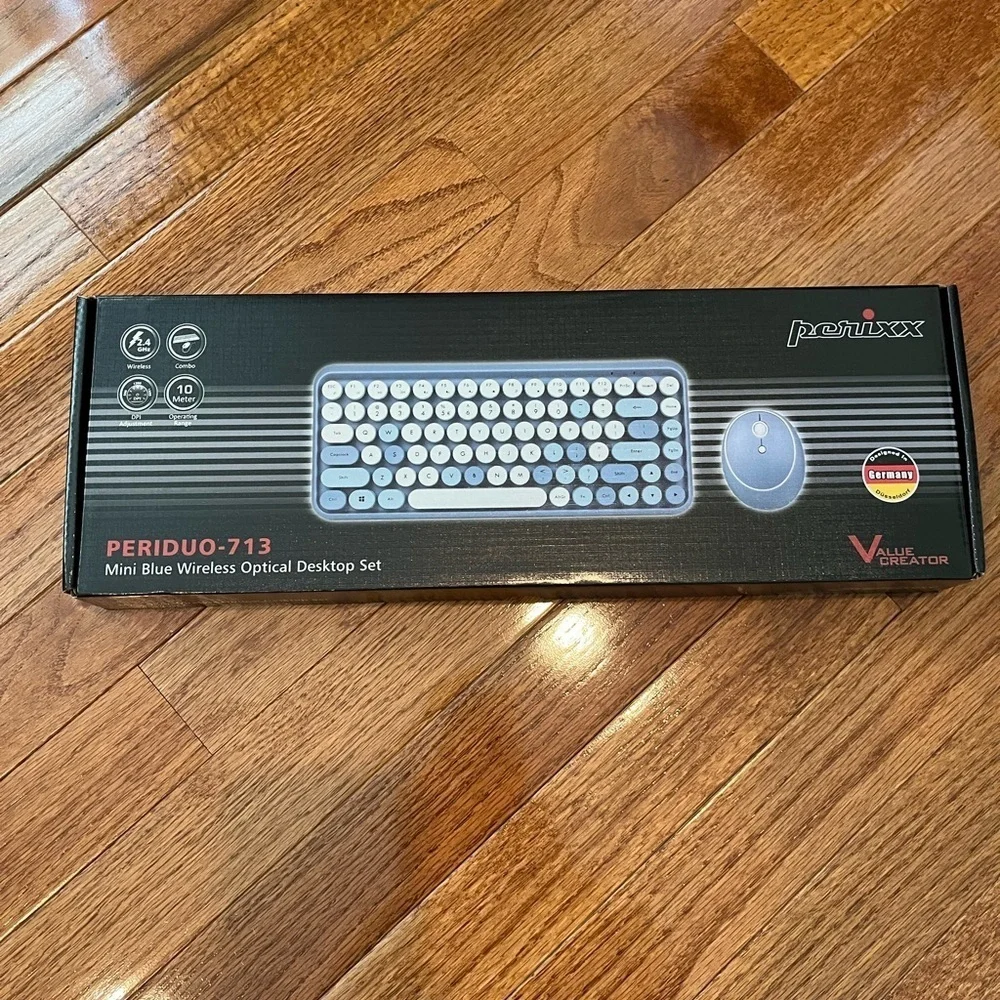Perixx PERIDUO-713BL Wireless Mini Keyboard and Mouse Combo, Pastel Blue